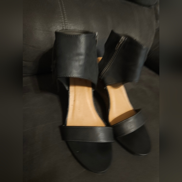 RAMPAGE Aztec Cork Wedge sandals Leather Ankle Zipper fringe sz9.5 - Picture 9 of 9